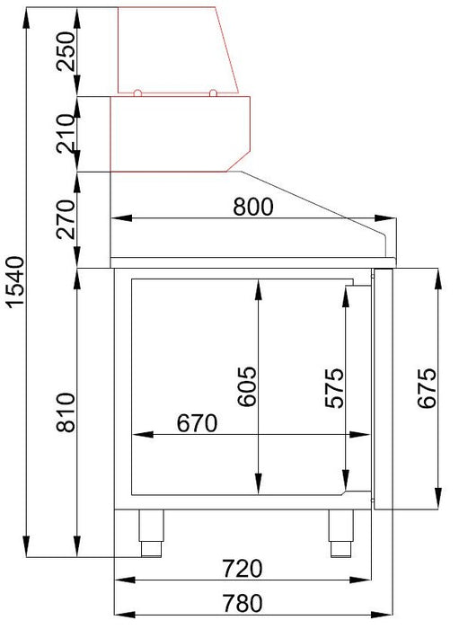 Combisteel Pizza Counter - 2 Doors & 5 Drawers - Stainless Steel - Ventilated Cooling - Compact & Durable - Ideal for Pizza Prep