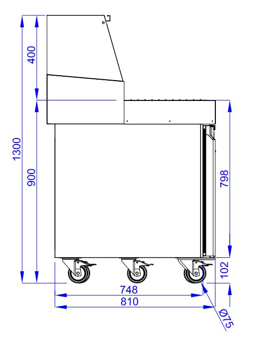 Combisteel Pizza Counter - 3 Doors - 13x 1/3GN Containers - Stainless Steel Refrigerated Prep Table for Pizzerias - Ventilated Cooling