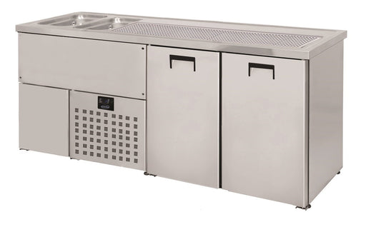 Combisteel Beer Counter - 2 Doors - Ventilated Cooling - Stainless Steel - 2L - Compact Commercial Bar Refrigerator Combisteel