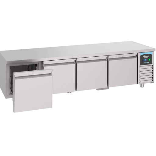 Combisteel Refrigerated Counter - 600mm Height - 4 Drawers - Stainless Steel - Ventilated Cooling - -2/+8°C Temperature Range - Eco-Friendly R 290 Combisteel
