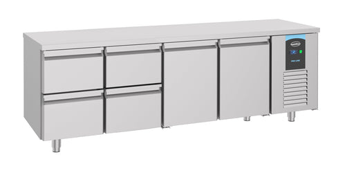 Combisteel Energy Line Refrigerated Counter - 700mm Depth - 2 Doors & 4 Drawers - Stainless Steel - -2°C to +8°C Temperature Range Combisteel