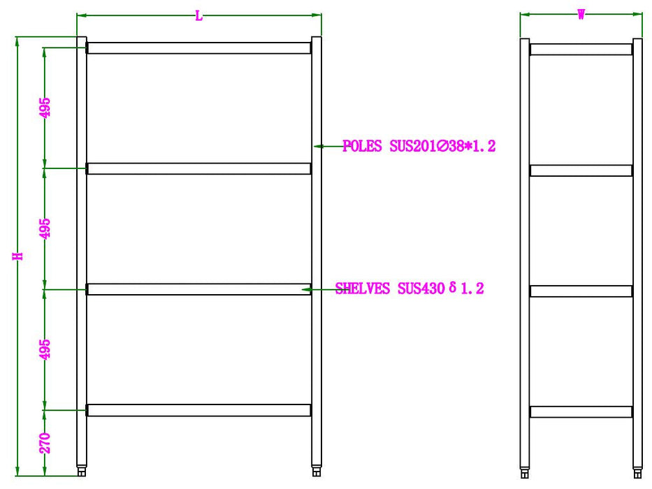 Combisteel Shelf Units 4 Levels Flat Packed 1200 Combisteel