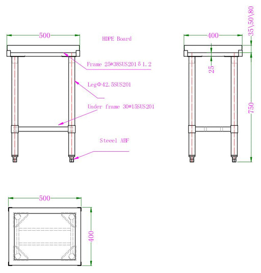 POLYETHYLENE CHOPPING BLOCK 50MM THICKNESS Combisteel