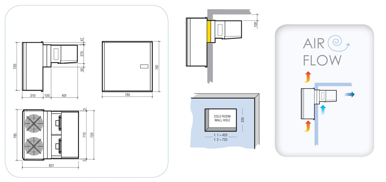 NEGATIVE WALL-MOUNTED UNIT 4,8-7 M3 Combisteel
