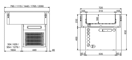 DROP-IN REFRIGERATED UNIT 2/1 - 160MM Combisteel