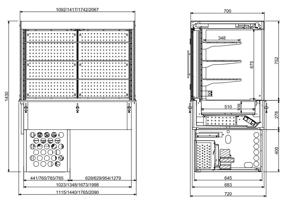 DROP-IN CUBIC REFRIGERATED DISPLAY - CLOSED 3/1