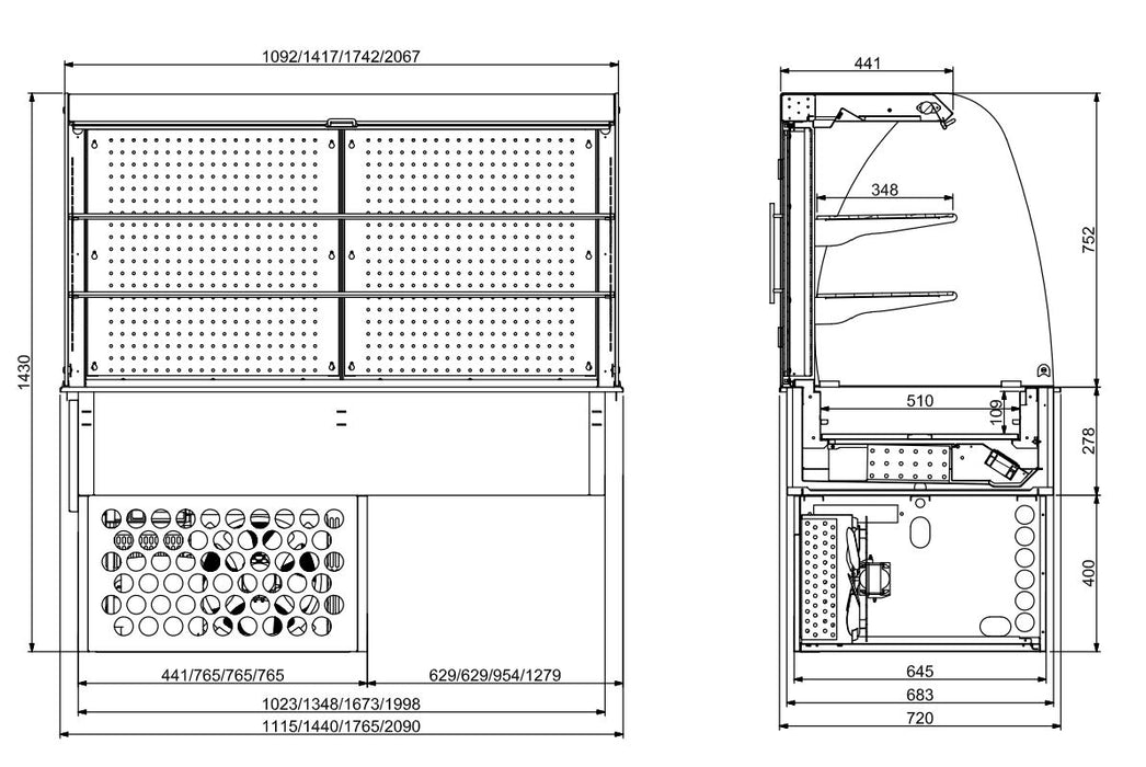 Combisteel Drop In Curved Refrigerated Display Closed 3/1