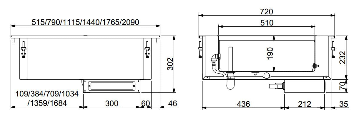 Combisteel Drop In Bain Marie Unit 2/1 Automatic Water Filling