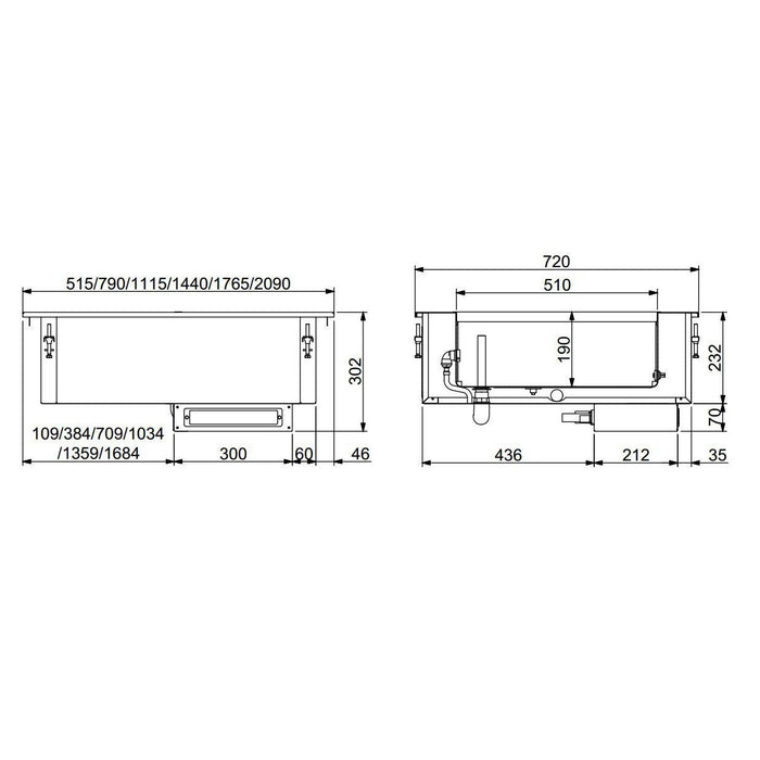 Combisteel Drop-In Bain Marie Unit - 1/1 GN - Manual Water Filling - Stainless Steel - Precise Temperature Control - Compact Design