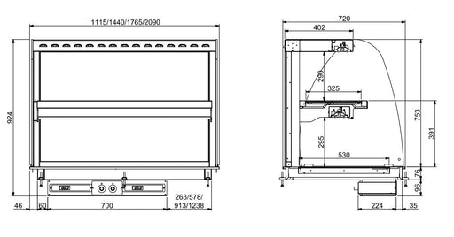 DROP-IN CURVED HEATED CERAMIC DISPLAY WALL MODEL - WHITE 4/1 Combisteel