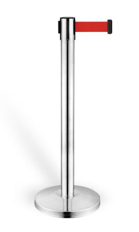 Combisteel Retractable Belt Stanchion Barrier 2 Metre Stainless Steel Set of 2 Combisteel