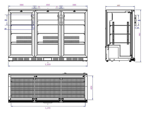 Combisteel Backbar Cooler Black 3 Doors Combisteel