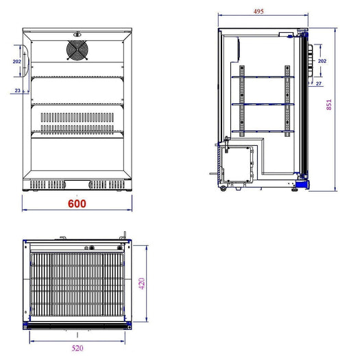 Combisteel Backbar Cooler Black 1 Door - 7527.0030 Combisteel