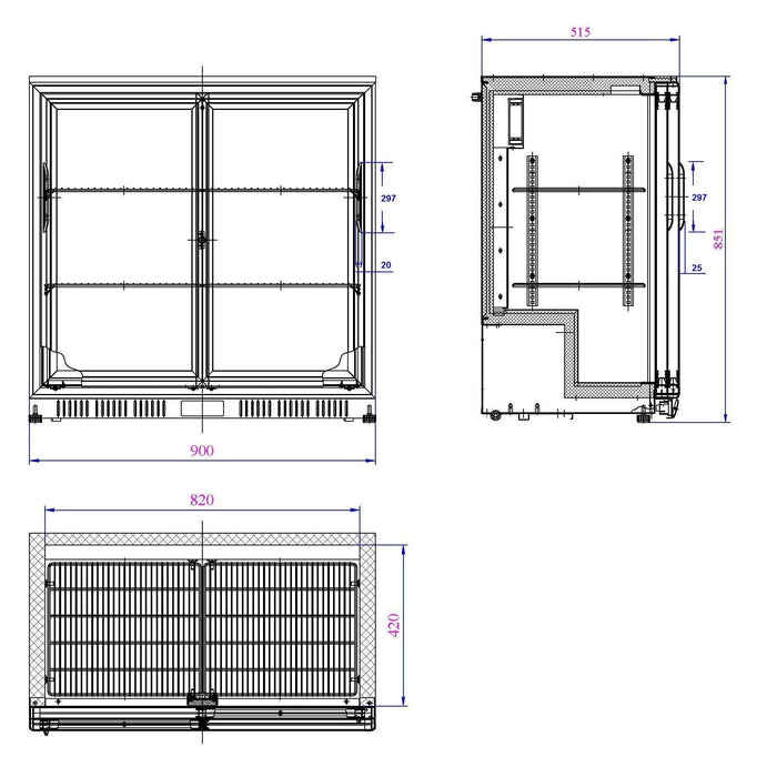 Combisteel Backbar Cooler Black 2 Sliding Doors Combisteel