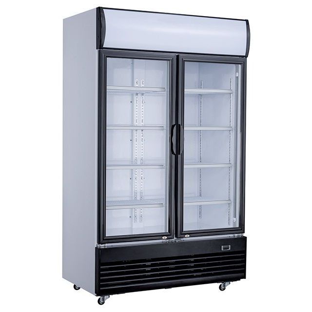 Combisteel Refrigerator - 2 Glass Doors - 1000L Capacity - Stainless Steel - Ventilated Cooling - +2°C to +8°C - LED Lighting