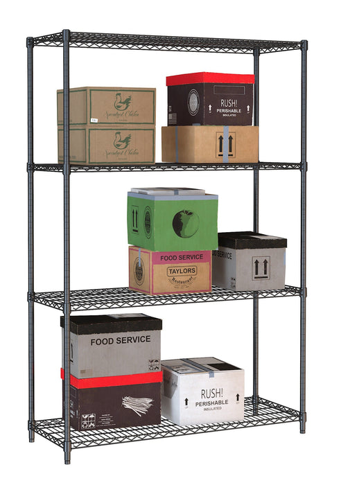 SHELF UNITS 4 LEVELS 1200 BLACK FLAT PACKED Combisteel