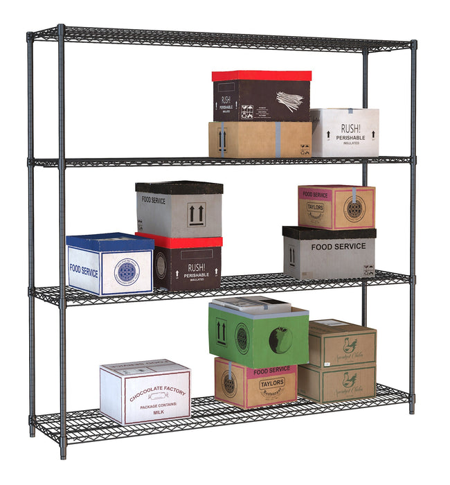SHELF UNITS 4 LEVELS 1800 BLACK FLAT PACKED Combisteel