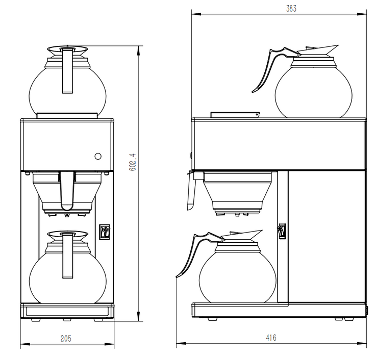 Combisteel Coffee Machine Including 2 Glass Coffee Jugs 1.8 L - 7535.0010 Combisteel