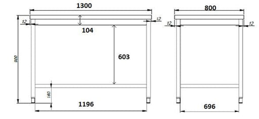 Combisteel 800 Worktable Open Frame 1300 Combisteel