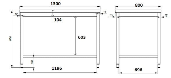 Combisteel 800 Worktable Open Frame 1300 Combisteel
