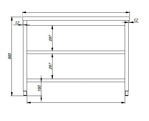 Combisteel 800 Worktable 2 Shelves 2800 Combisteel