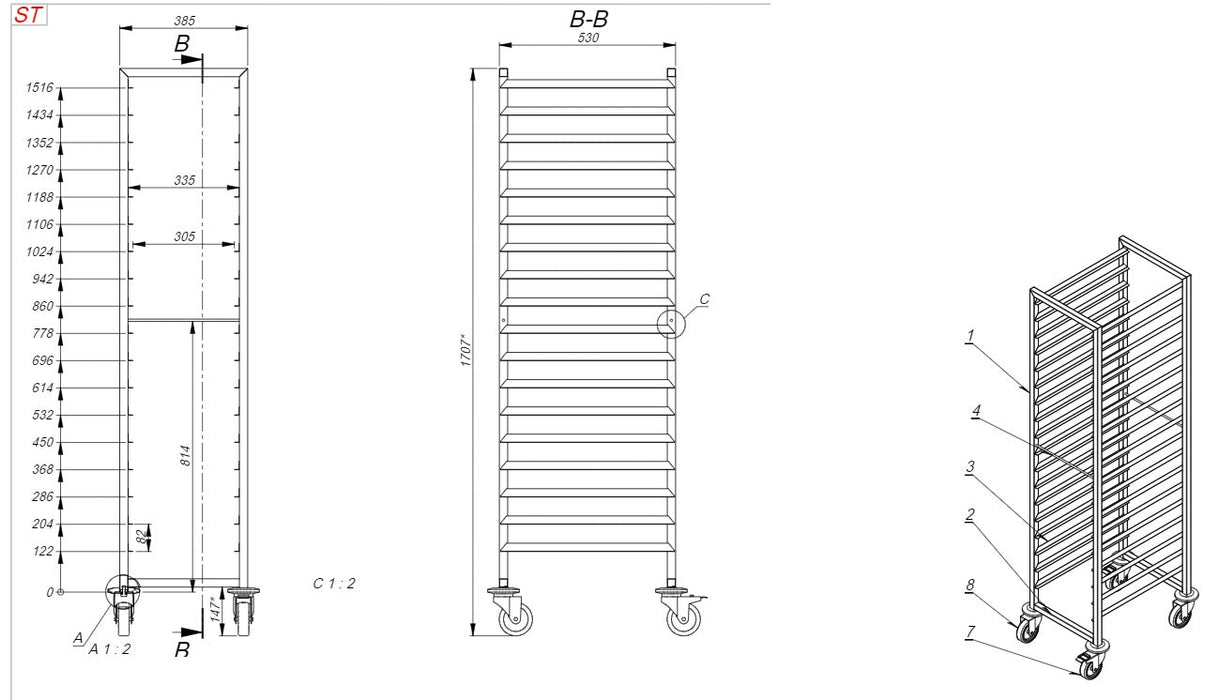 Combisteel Clearing Trolleys 1/1GN 18X - 7819.0012 Combisteel