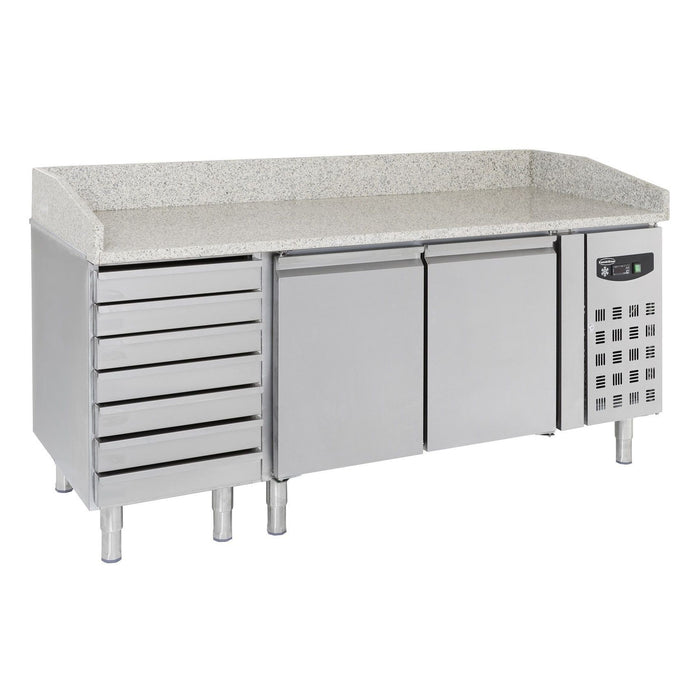 Combisteel - Pizza Counter with 2 Doors & 7 Dough Drawers - Stainless Steel - Ventilated Cooling