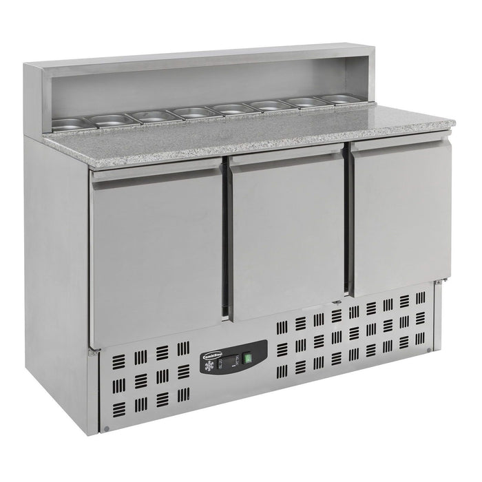 Combisteel Pizza Counter - 3 Doors - Stainless Steel - Ventilated Cooling - GN 1/1 Compatible - Temperature Range +2/+8°C - Durable Design