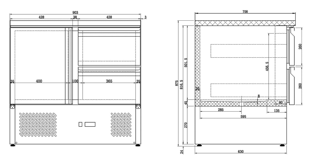 Combisteel Refrigerated Counter 1 Door/2 Drawers - 7950.0108 Combisteel