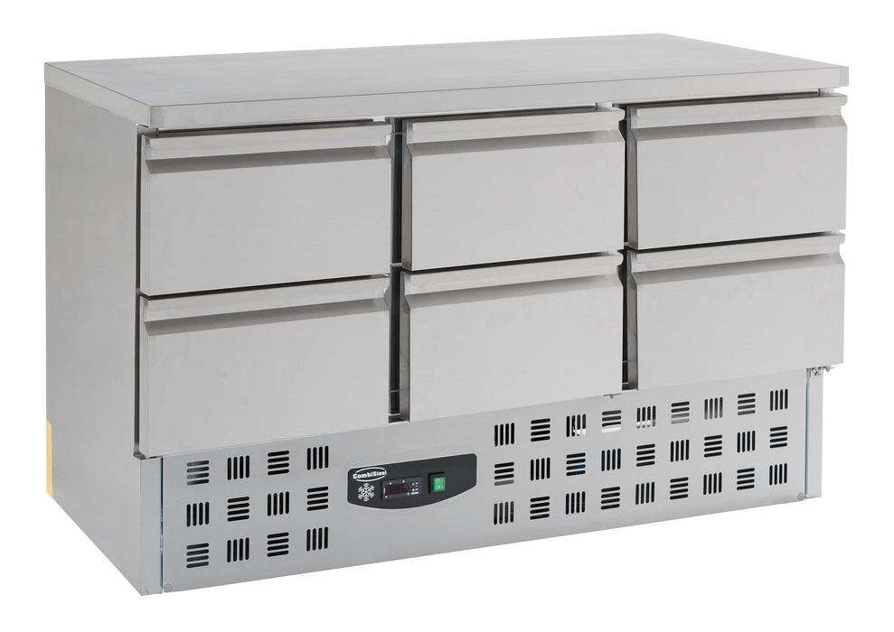 Combisteel Refrigerated Counter - 6 Drawers - Stainless Steel 18/8 - 417L Net Capacity - Ventilated Cooling - -2°C to +8°C - Energy Efficient Design Combisteel