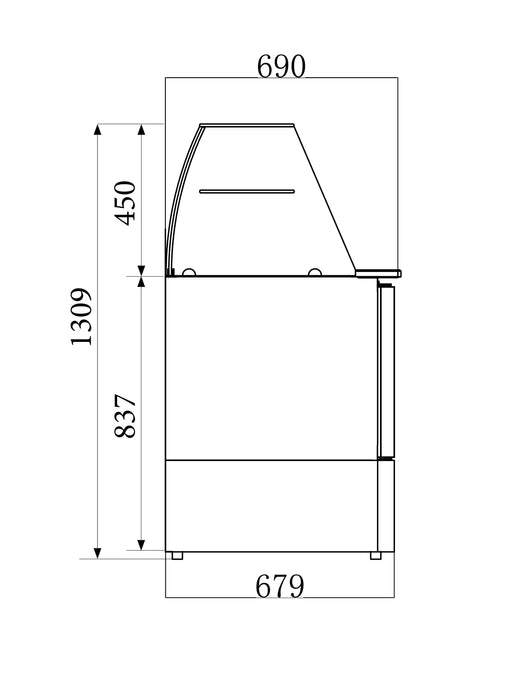 REFRIGERATED SALADETTE WITH GLASS COVER 2 DOORS