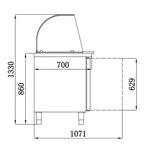 Combisteel Refrigerated Counter With Glass Cover 2 Doors - 7950.0410 Combisteel