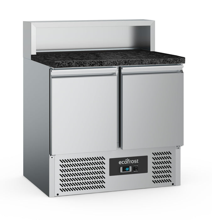 Ecofrost Pizza Counter 2 Doors 5x1/6 Gn Container Black Granite Worktop Ecofrost
