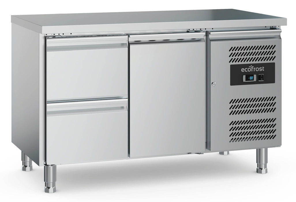 Ecofrost 700 Refrigerated Counter 1 Door And 2 Drawers With Adjustable Feet