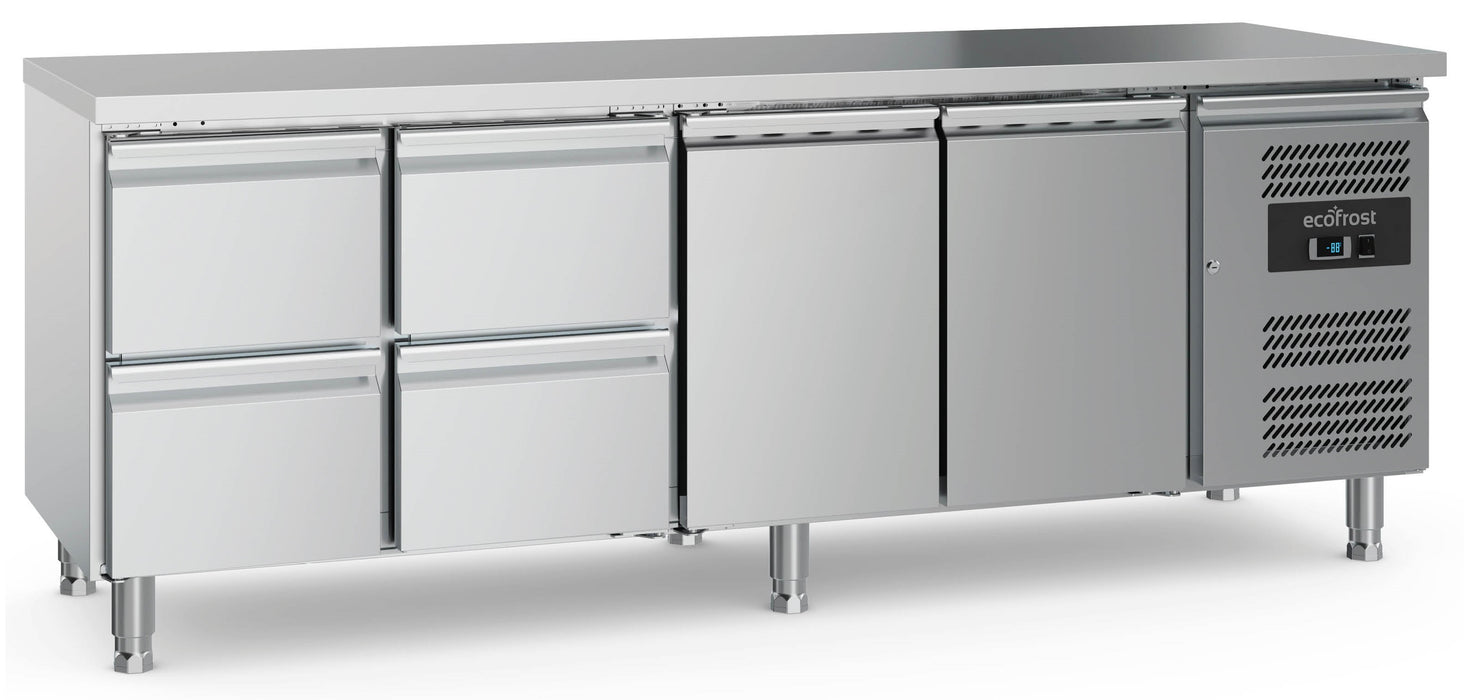 Ecofrost 700 Refrigerated Counter 2 Doors And 4 Drawers With Adjustable Feet