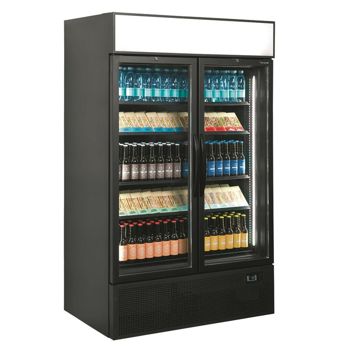 Tefcold FSC1200H BLACK Twin Hinged Glass Door Black Upright Refrigerator