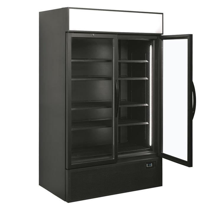 Tefcold FSC1200H BLACK Twin Hinged Glass Door Black Upright Refrigerator