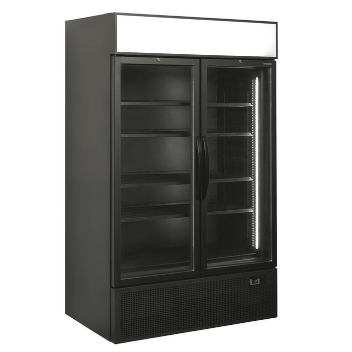 Tefcold FSC1200H BLACK Twin Hinged Glass Door Black Upright Refrigerator