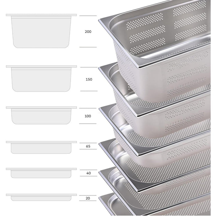 Stainless steel Gastronorm Pan Perforated GN1/3 Depth 20mm |  81320P Makfry