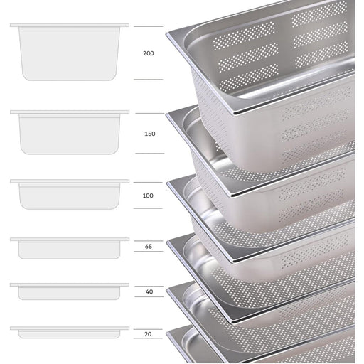 Stainless steel Gastronorm Pan Perforated GN1/2 Depth 150mm |  8126P Makfry
