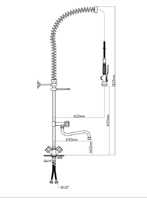 Infernus Commercial One Hole Pre Rinse Tap Canmac Catering Equipment