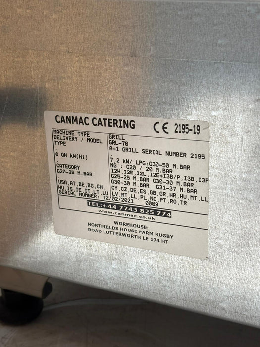 Canmac Professional w600mm Thick Chrome Top Plate Griddle Canmac