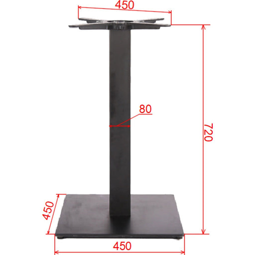 Black Cast Iron Table Base Square 450x450x720mm |  A037B Makfry