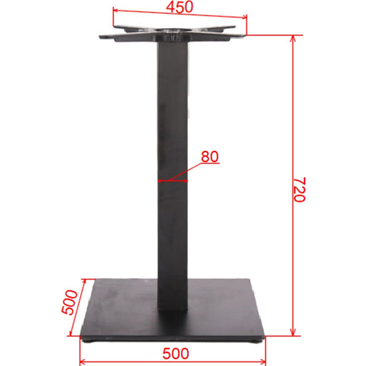 Black Cast Iron Table Base Square 500x500x720mm |  A037C Makfry