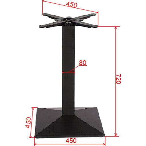 Black Cast Iron Table Base Square 450x450x720mm |  A038B Makfry