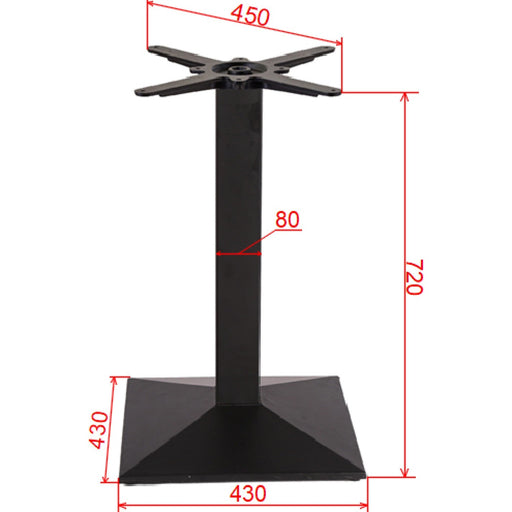 Black Cast Iron Table Base Square 430x430x720mm |  A038C Makfry