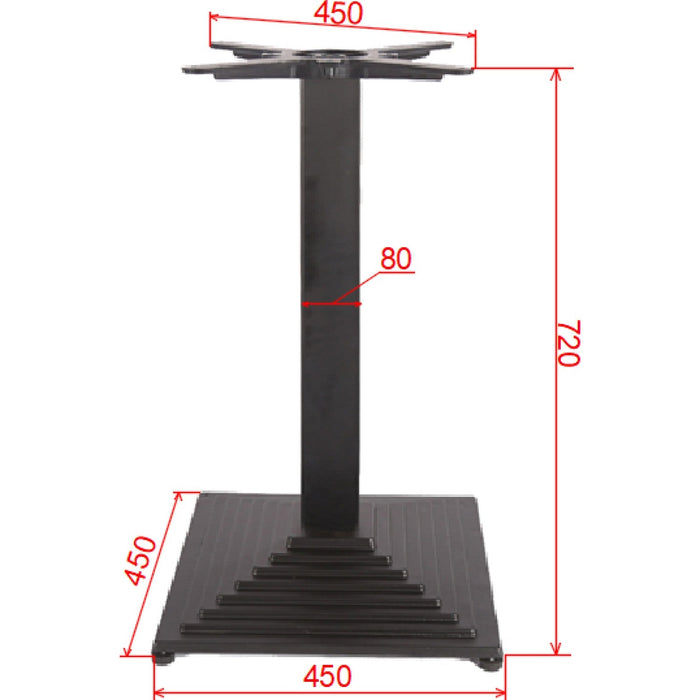 Black Cast Iron Table Base Square 450x450x720mm |  A039B Makfry
