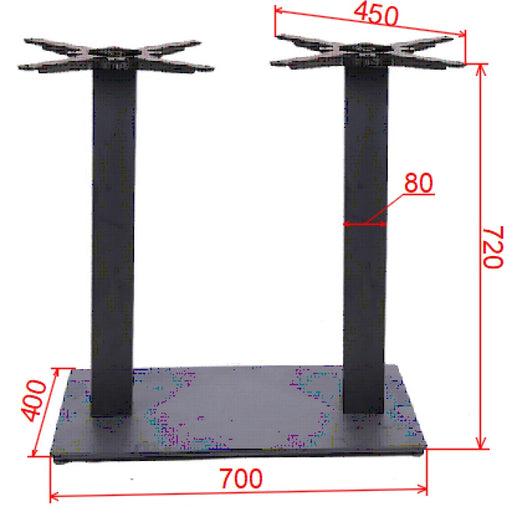 Black Cast Iron Twin Column Table Base Square 700x400x720mm |  A043A Makfry