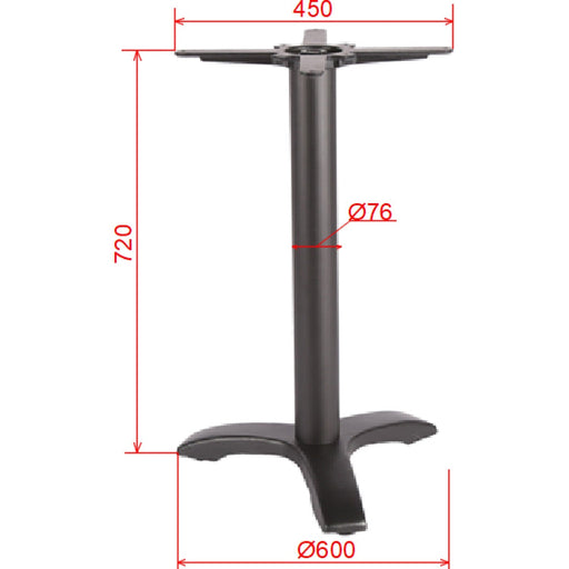 Black Cast Iron Table Base Tri-Leg 600x720mm |  A050 Makfry