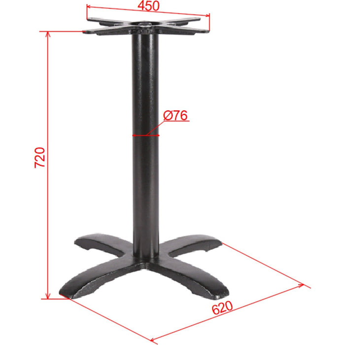Black Cast Iron Table Base Cross-Base 620x720mm |  A051 Makfry